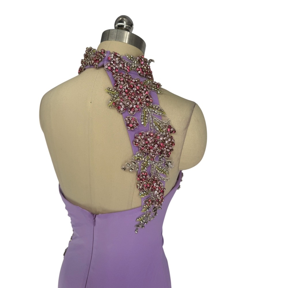NWT Ieena‎ for Mac Duggal 2227 Lilac Lavender One-Shoulder Beaded Gown Sz 2 - Picture 8 of 12